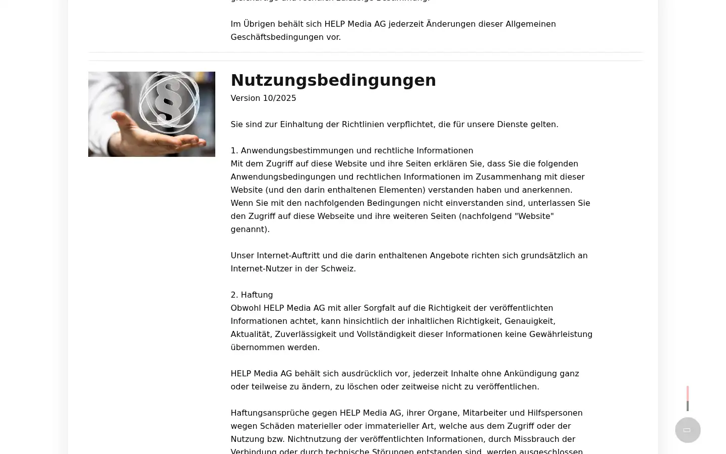 Screenshot of help.ch