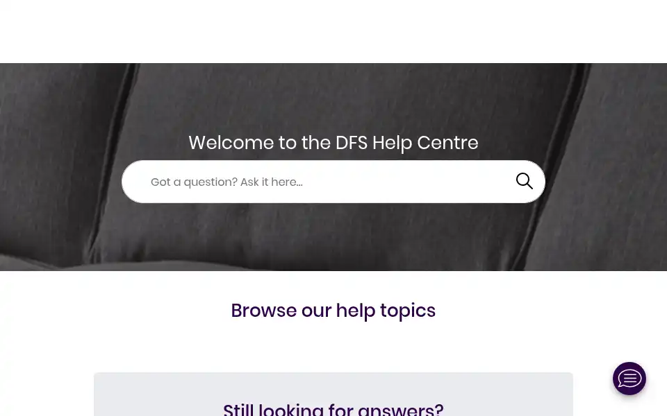 Screenshot of help.dfs.co.uk
