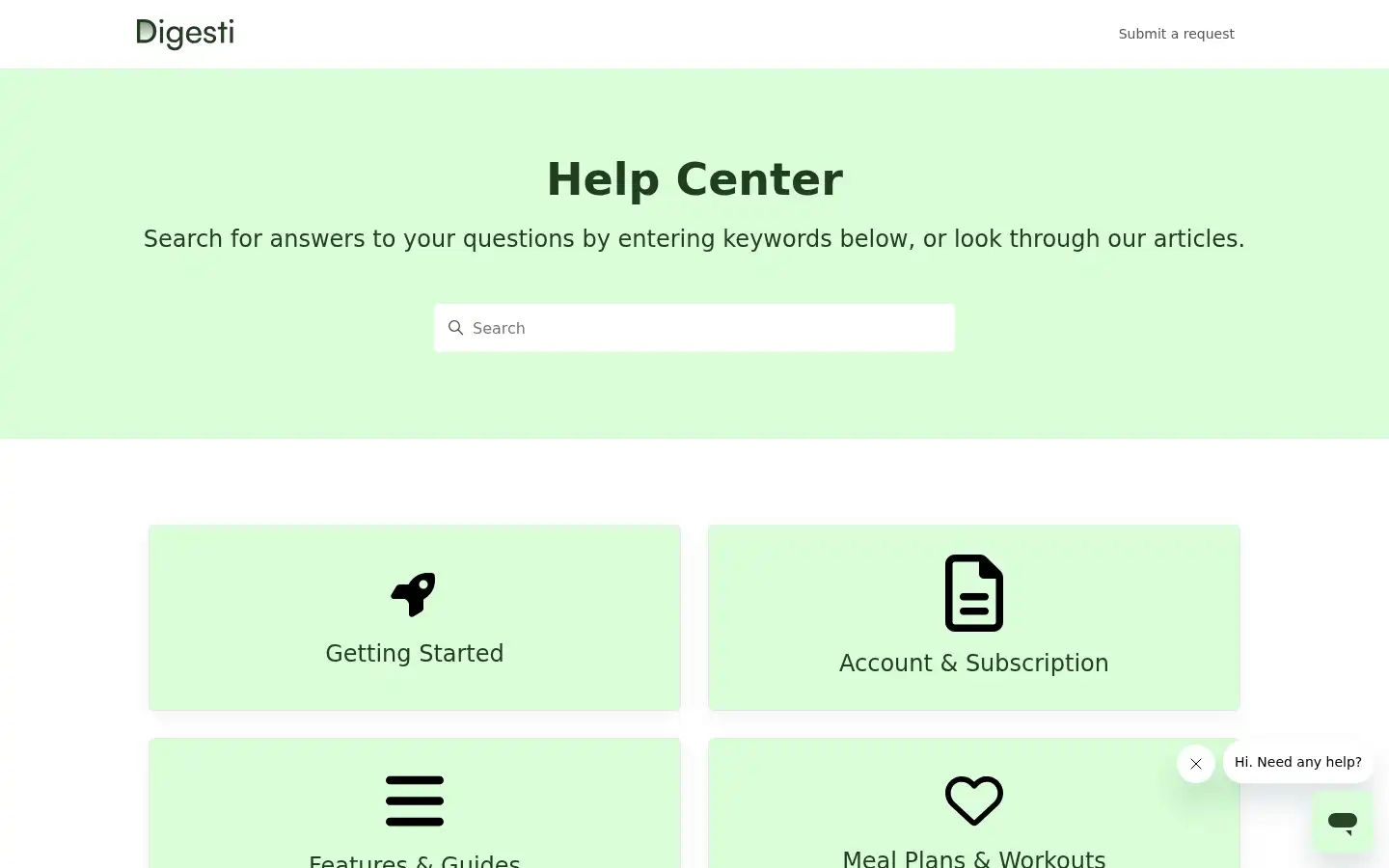 Screenshot of help.digestiplan.com
