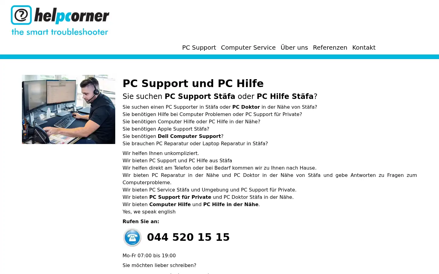 Screenshot of helpcorner.ch