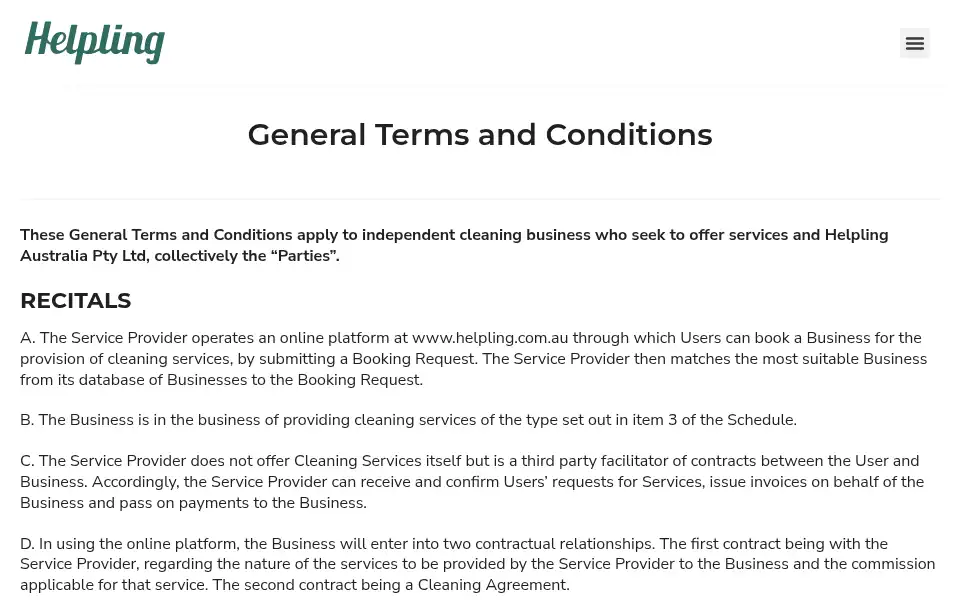 Screenshot of helpling.com.au