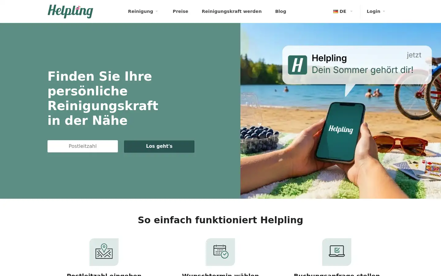 Screenshot of helpling.de
