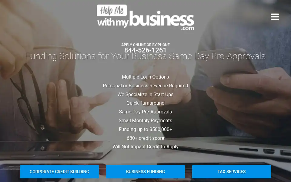 Screenshot of helpmewithmybusiness.com