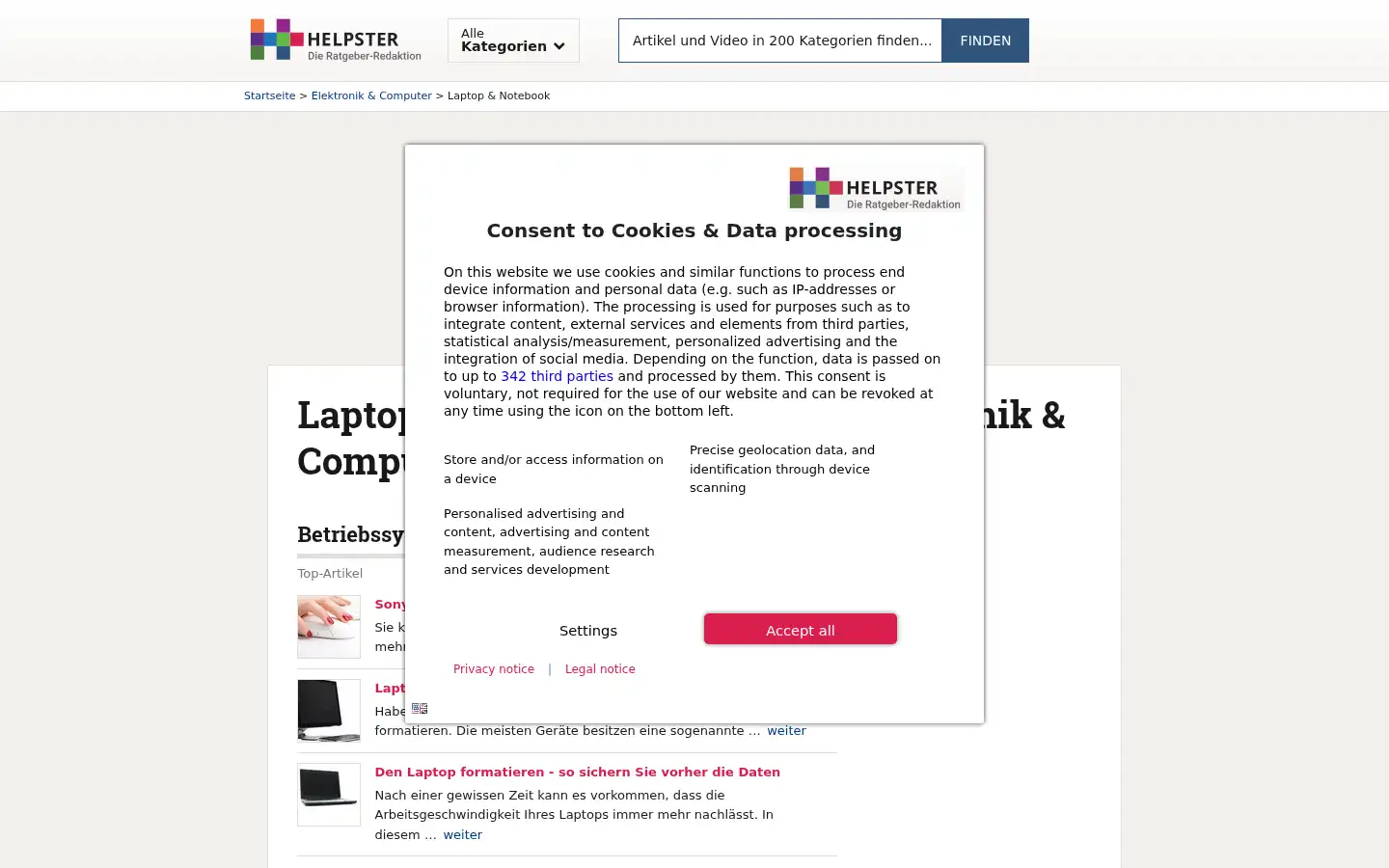 Screenshot of helpster.de