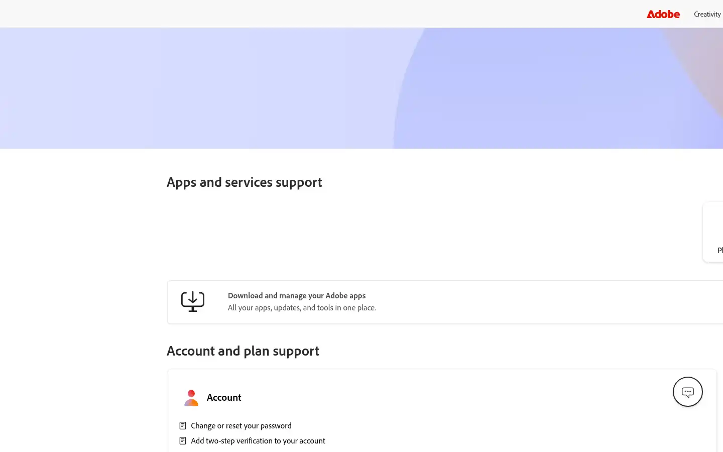 Screenshot of helpx.adobe.com