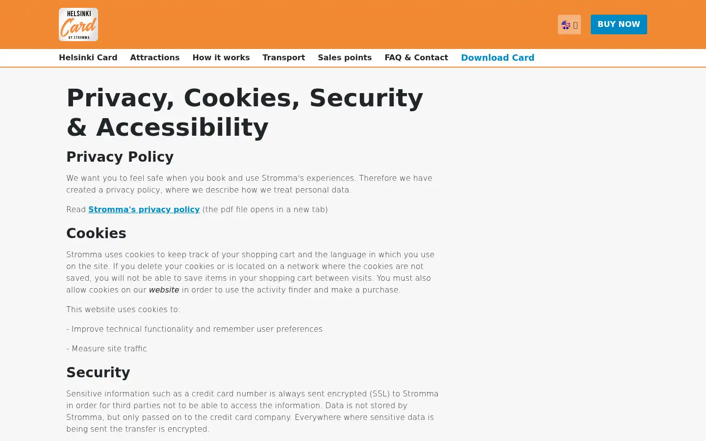 Screenshot of helsinkicard.com
