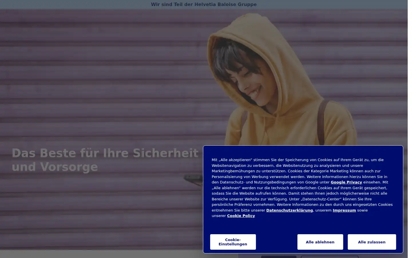 Screenshot of helvetia.de