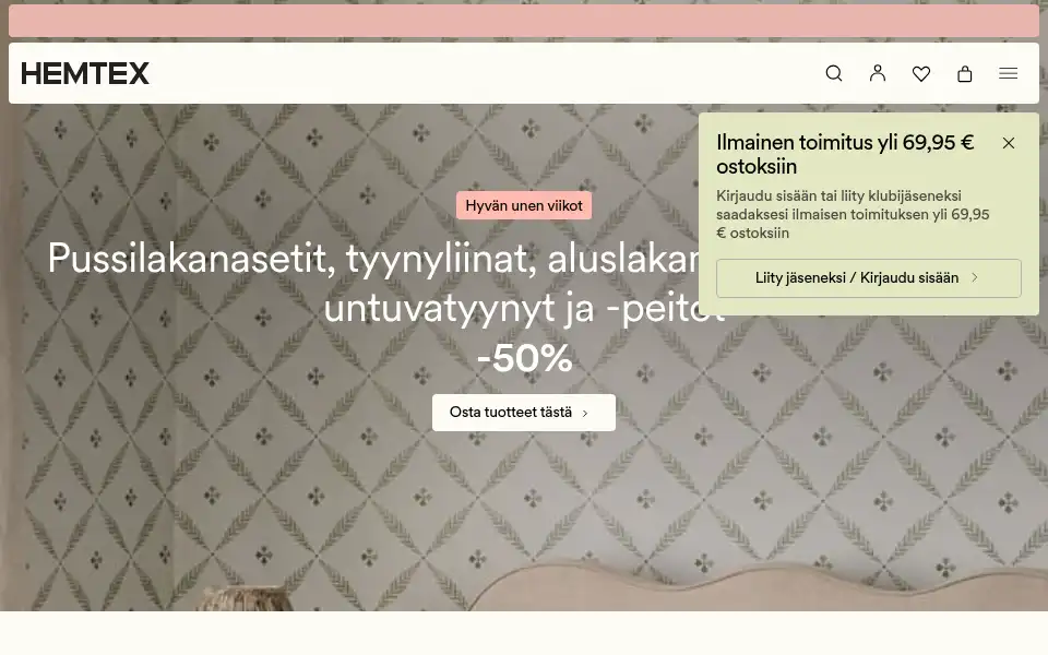 Screenshot of hemtex.fi