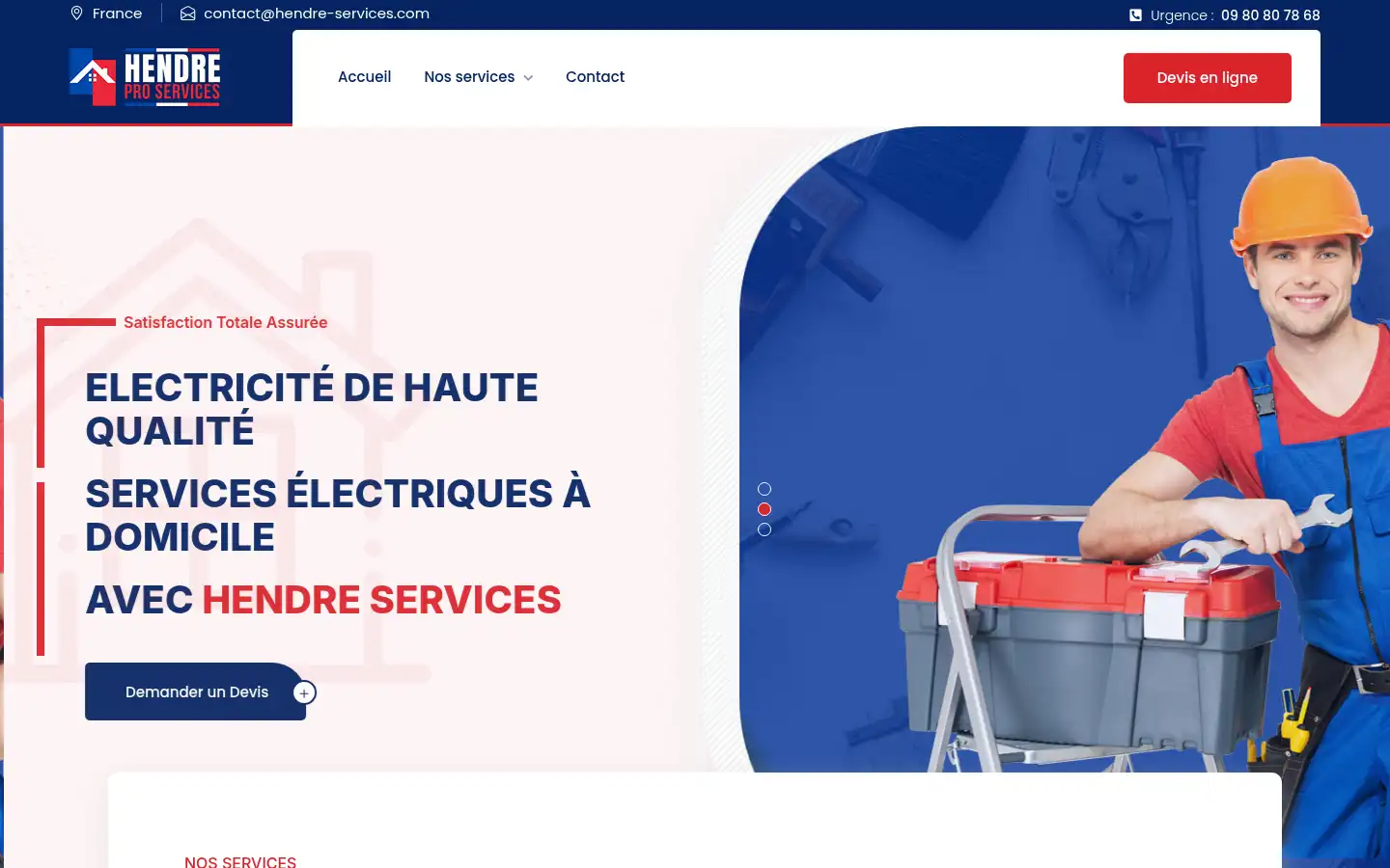 Screenshot of hendre-services.com