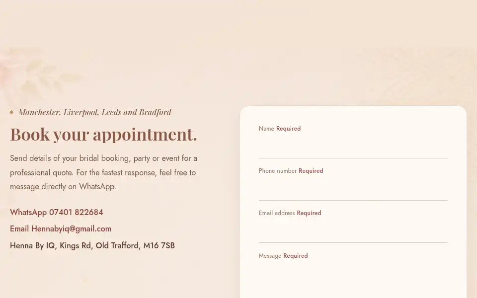 Screenshot of hennabyiq.co.uk
