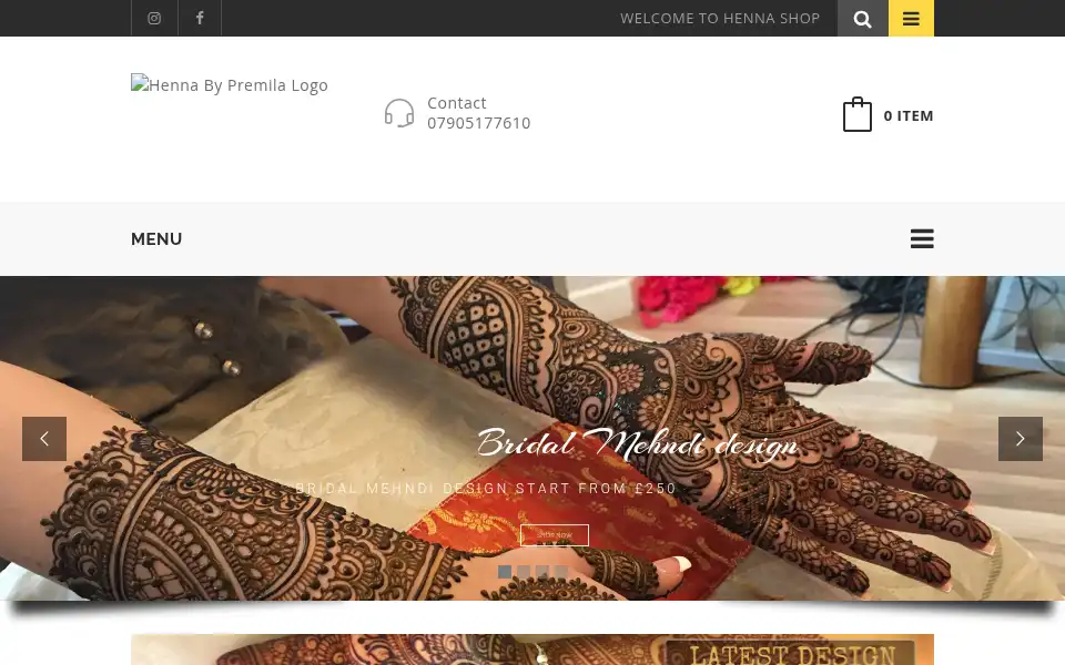 Screenshot of hennabypremila.com