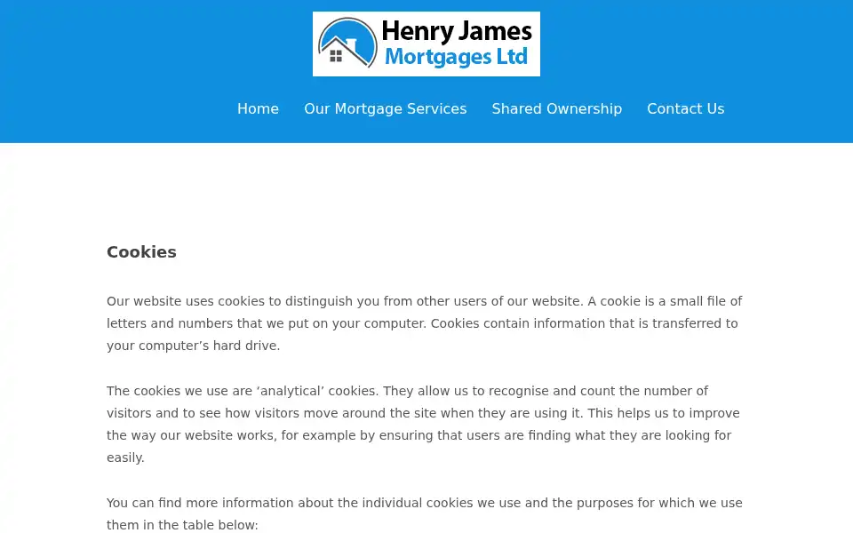 Screenshot of henryjamesmortgages.co.uk