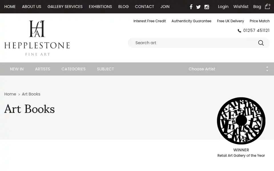 Screenshot of hepplestonefineart.com
