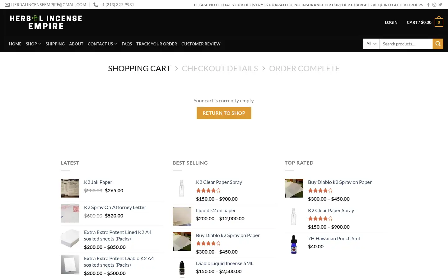 Screenshot of herbalincenseempire.com