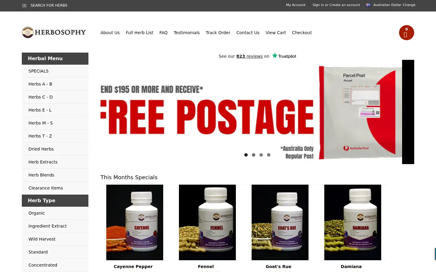 Screenshot of herbosophy.com.au
