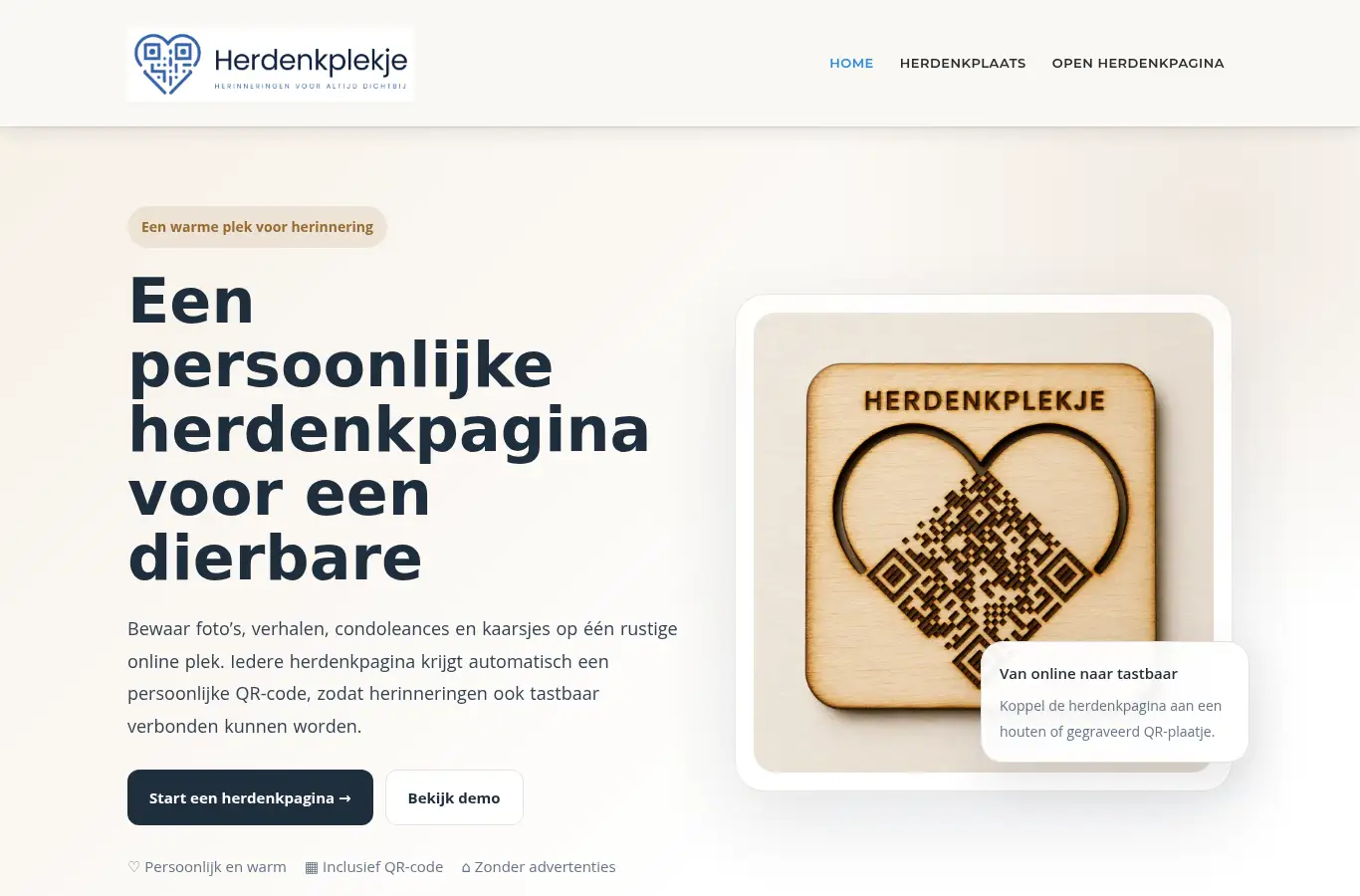 Screenshot of herdenkplekje.nl