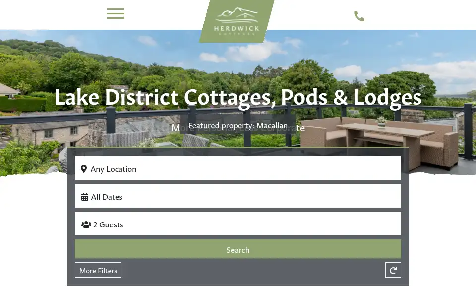 Screenshot of herdwickcottages.co.uk