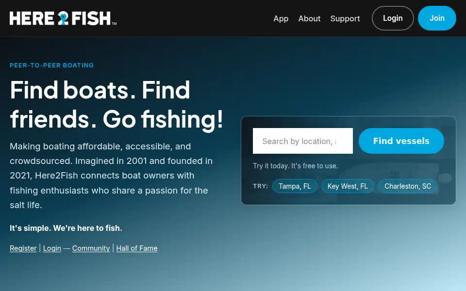 Screenshot of here2fish.com