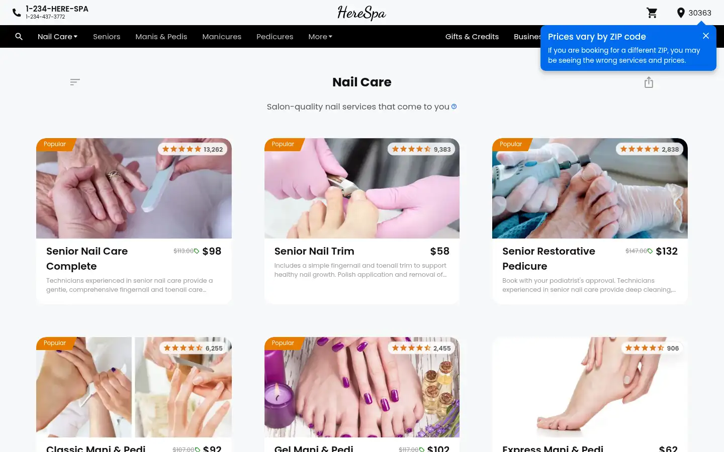 Screenshot of herespa.com