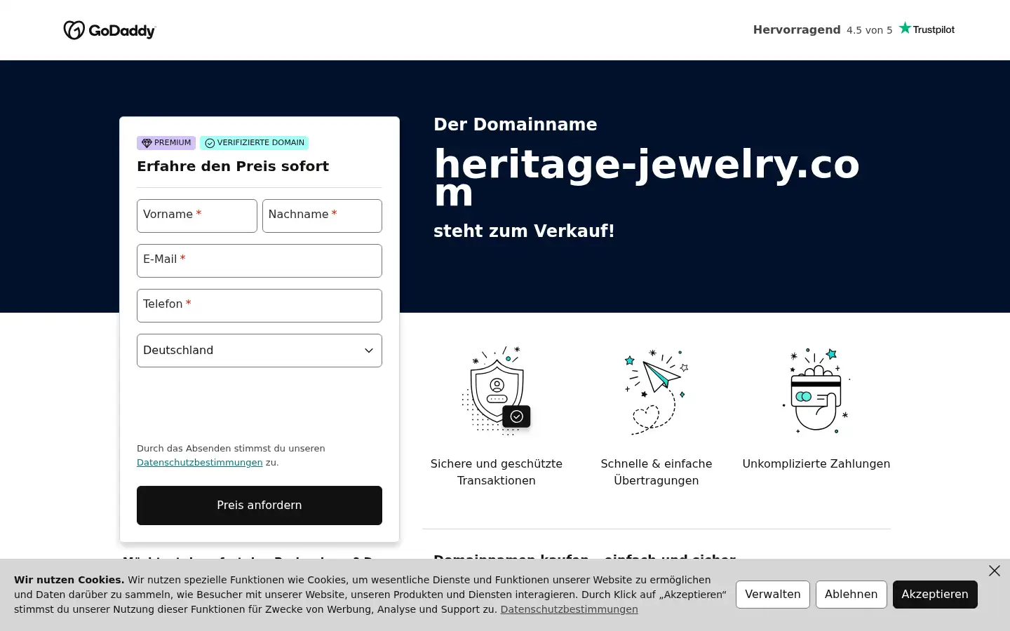 Screenshot of heritage-jewelry.com