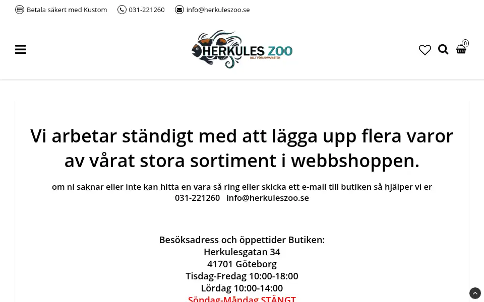 Screenshot of herkuleszoo.se