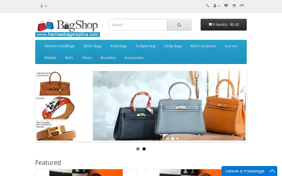 Screenshot of hermesbagsreplica.com
