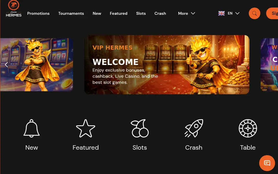 Screenshot of hermescasinovip.com