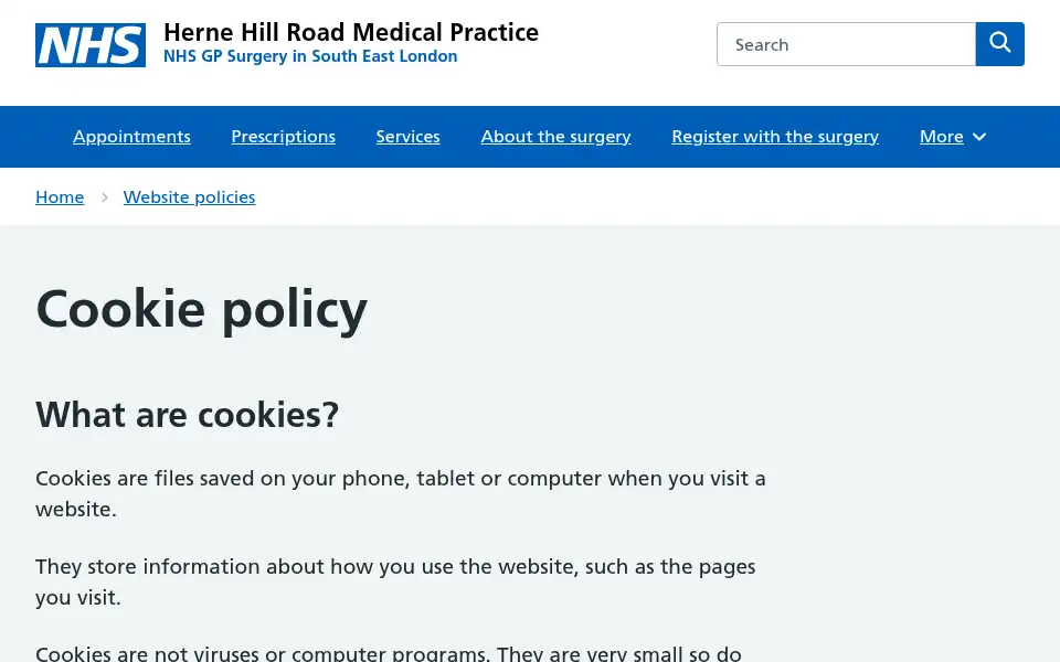 Screenshot of hernehillroadgp.co.uk