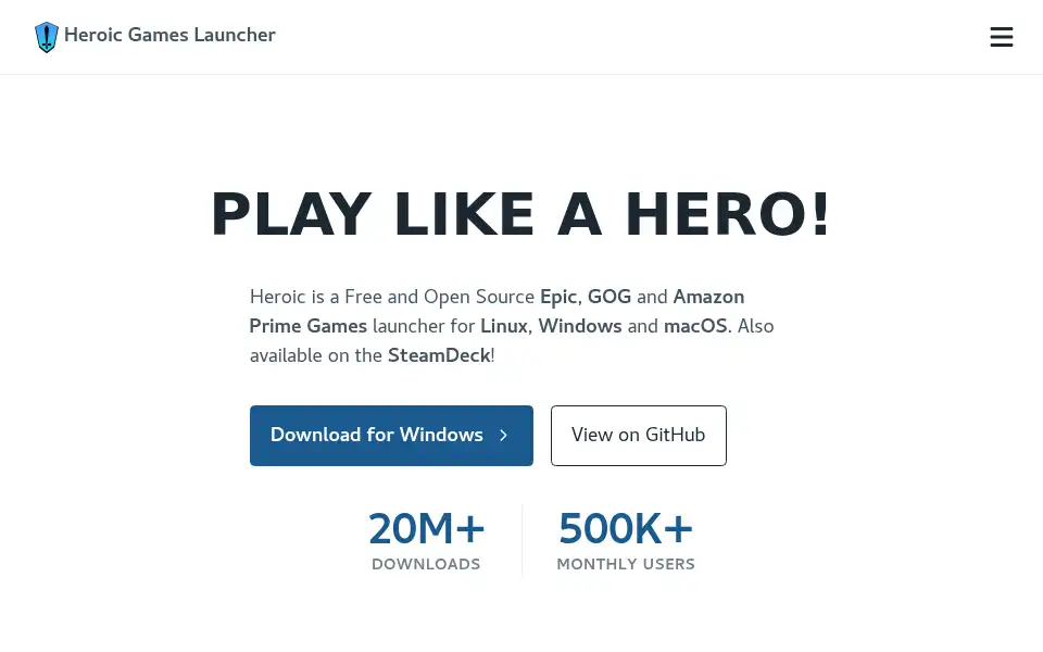 Screenshot of heroicgameslauncher.com