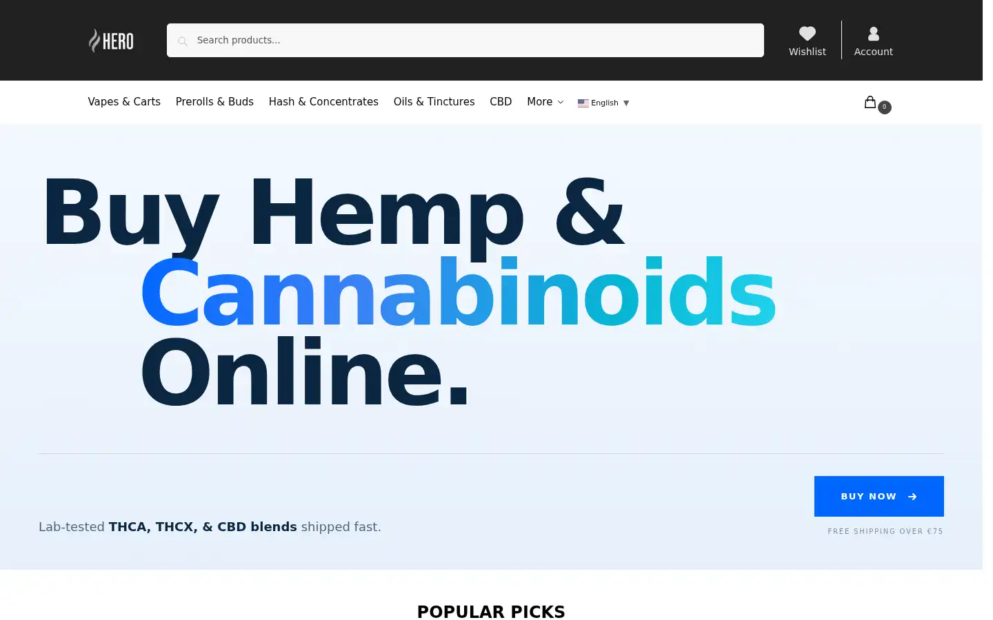 Screenshot of herovapes.com
