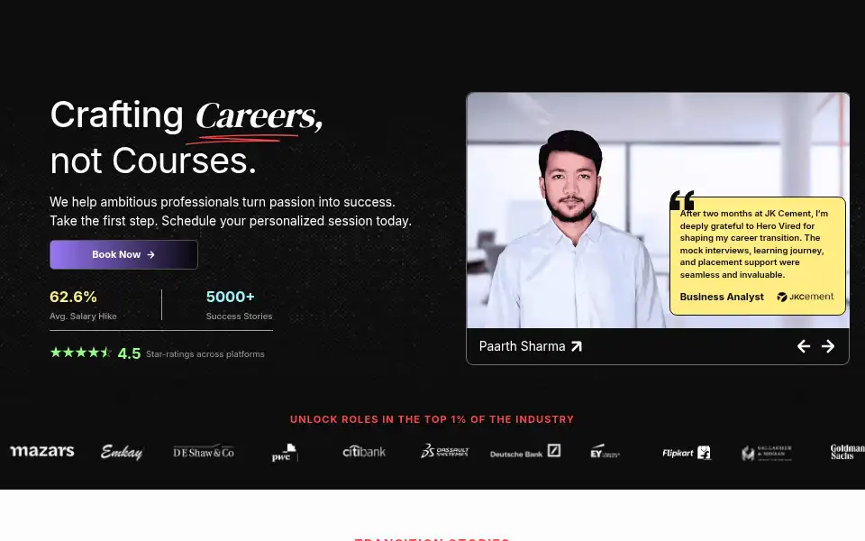 Screenshot of herovired.com