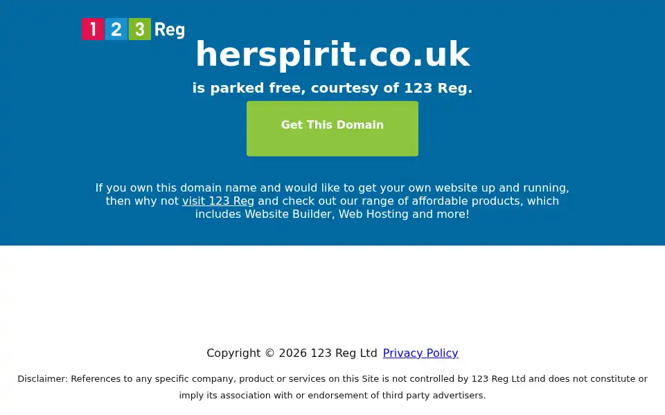 Screenshot of herspirit.co.uk