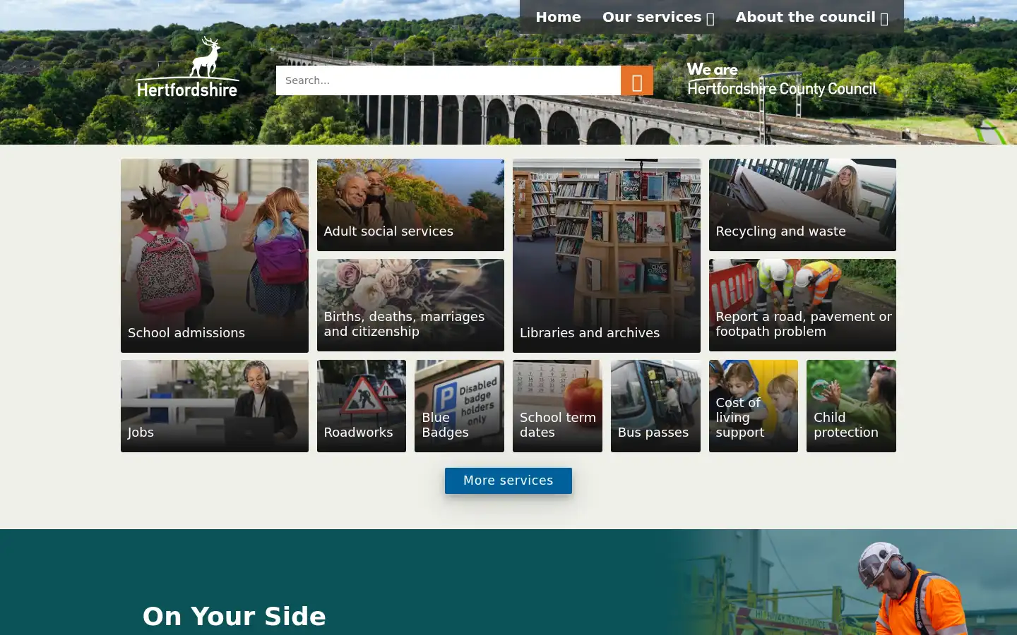 Screenshot of hertfordshire.gov.uk
