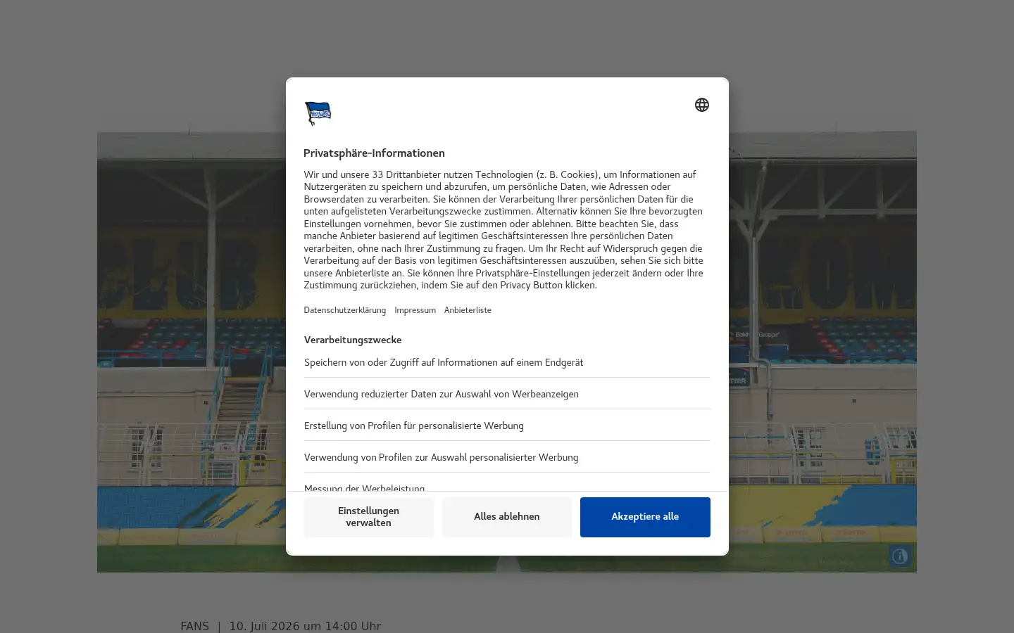 Screenshot of herthabsc.de