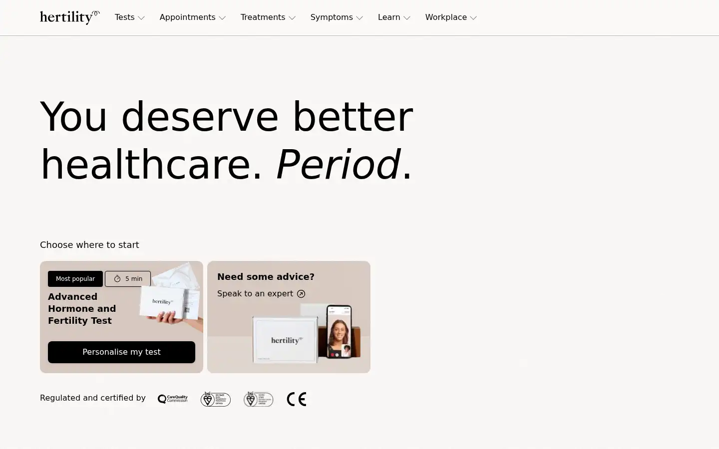 Screenshot of hertilityhealth.com