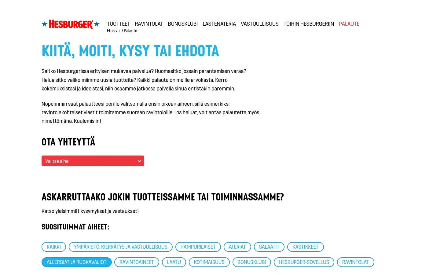 Screenshot of hesburger.fi