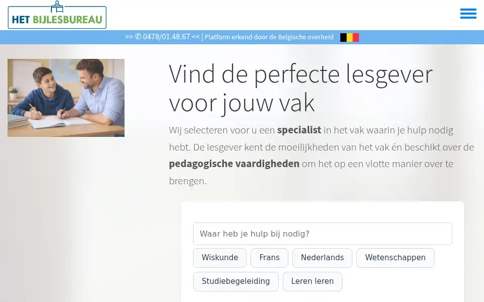 Screenshot of hetbijlesbureau.be
