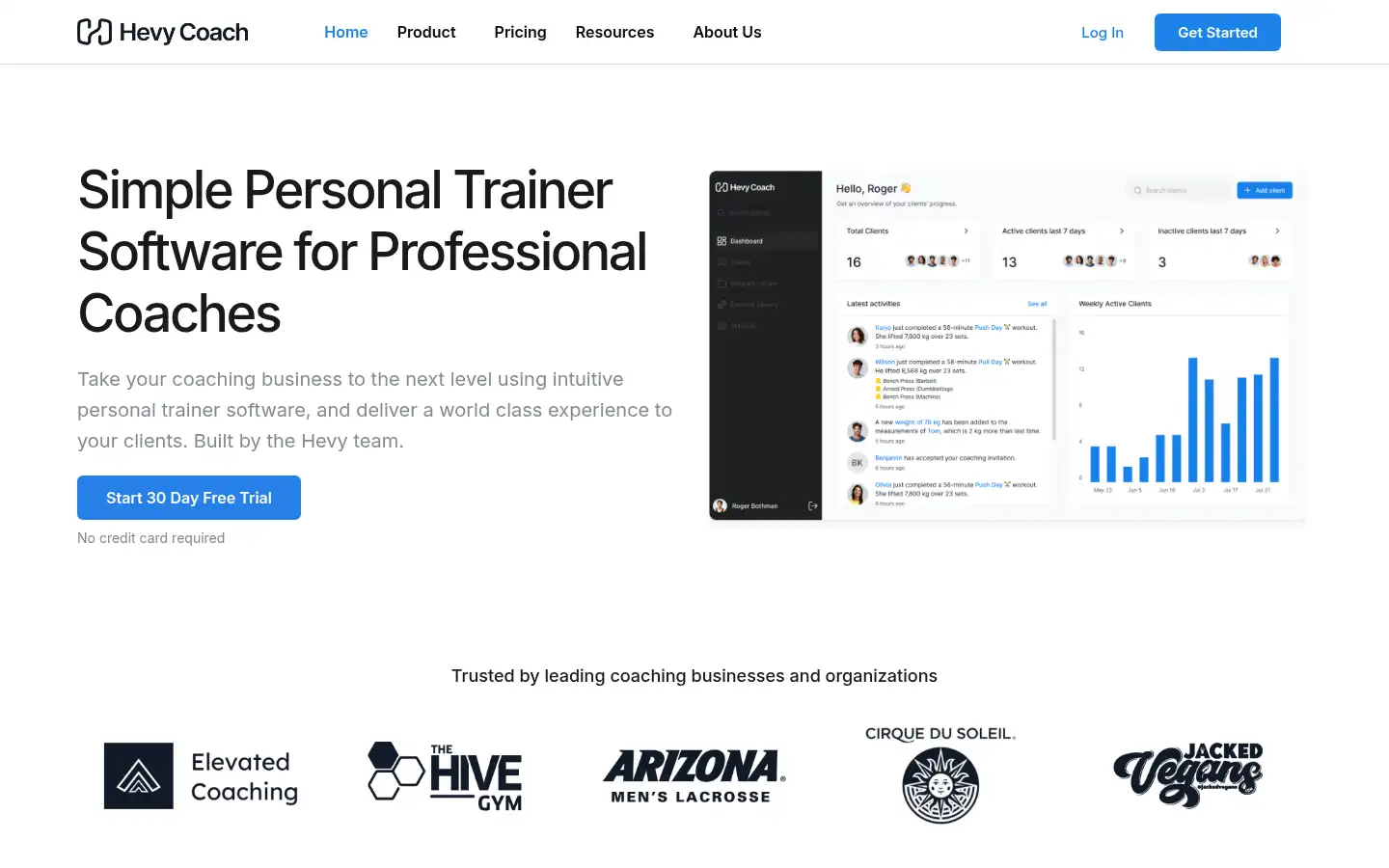Screenshot of hevycoach.com