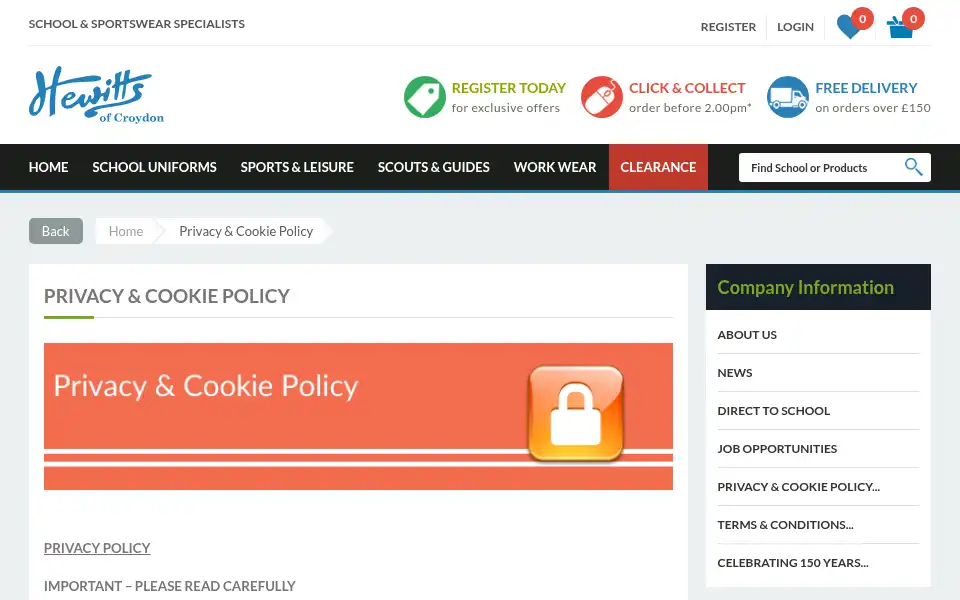 Screenshot of hewittsofcroydon.com