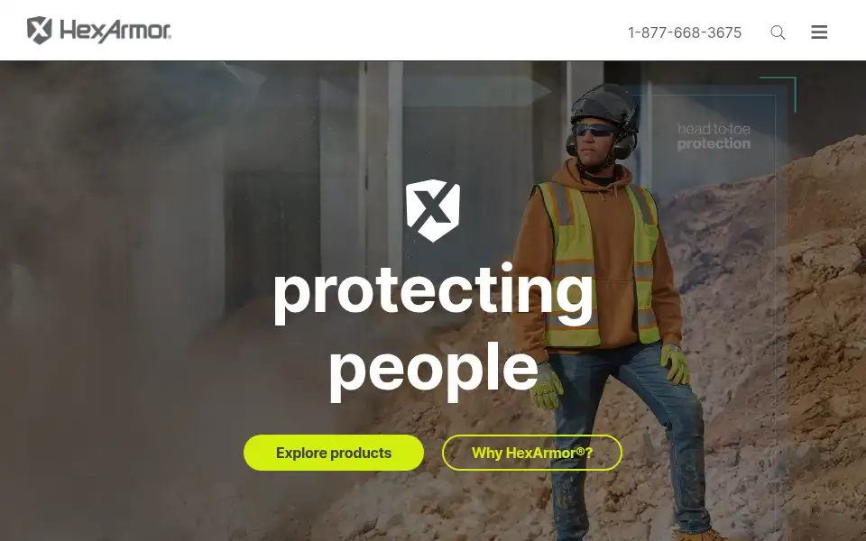 Screenshot of hexarmor.com