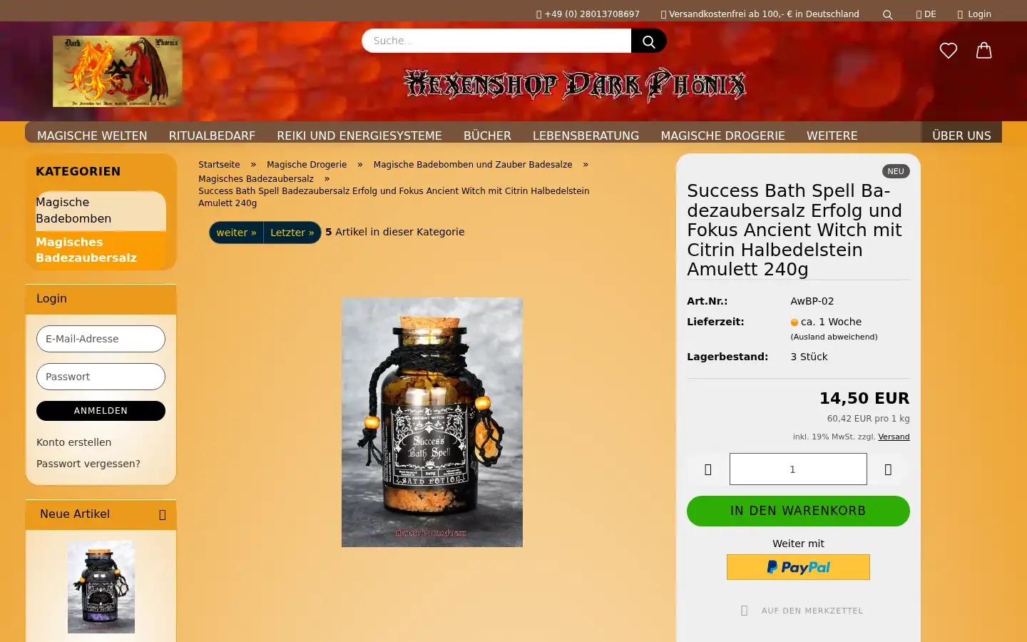 Screenshot of hexenshopdarkphoenix.de