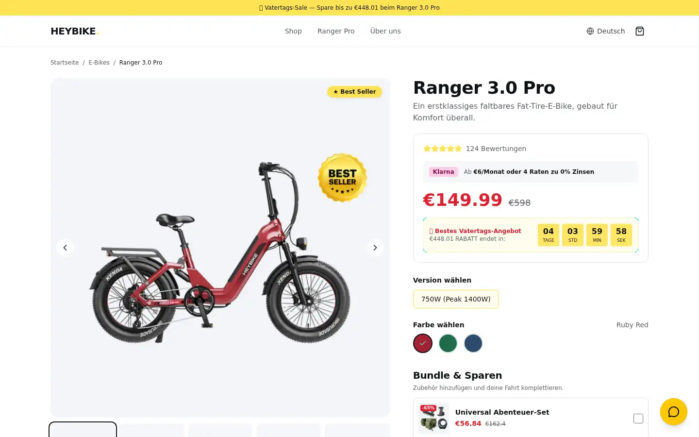 Screenshot of hey-bikes.com