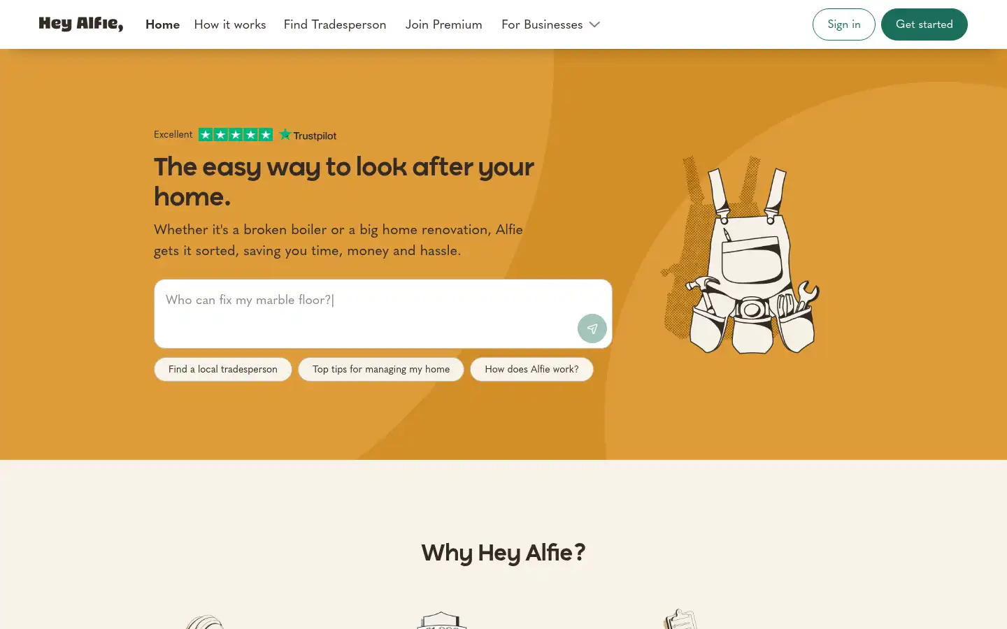 Screenshot of heyalfie.com