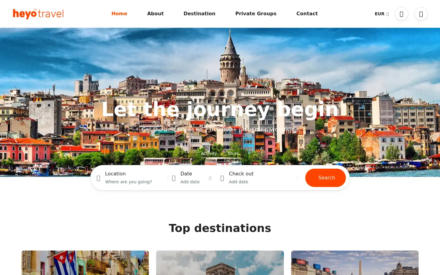 Screenshot of heyotravel.com