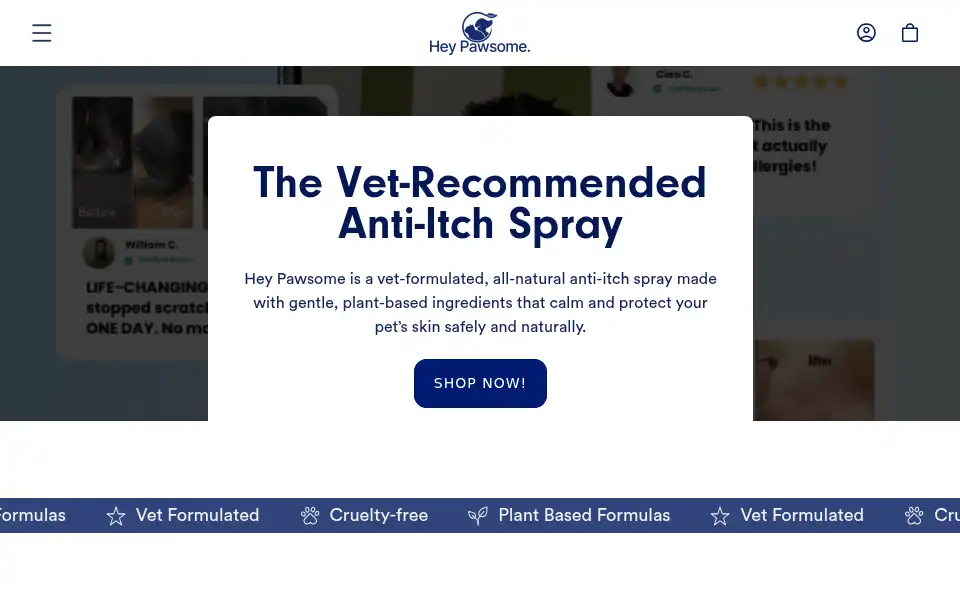 Screenshot of heypawsome.com