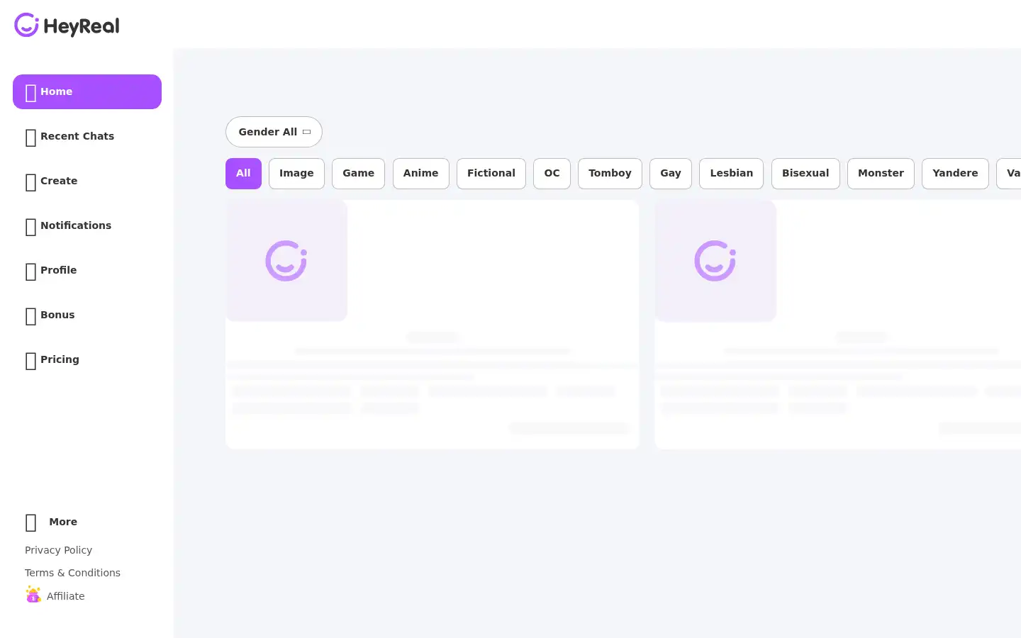 Screenshot of heyreal.ai