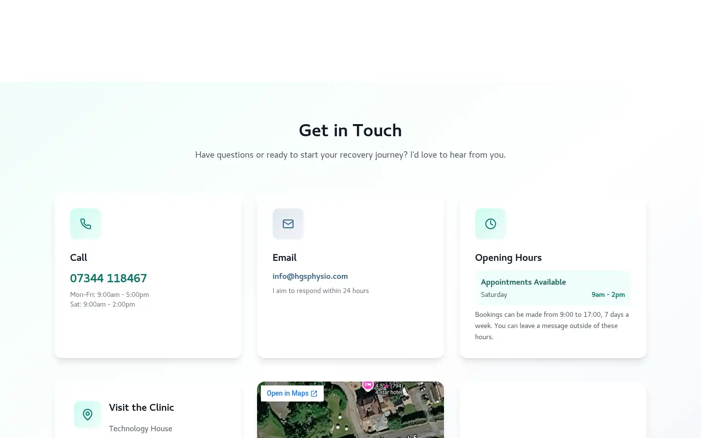 Screenshot of hgsphysio.com