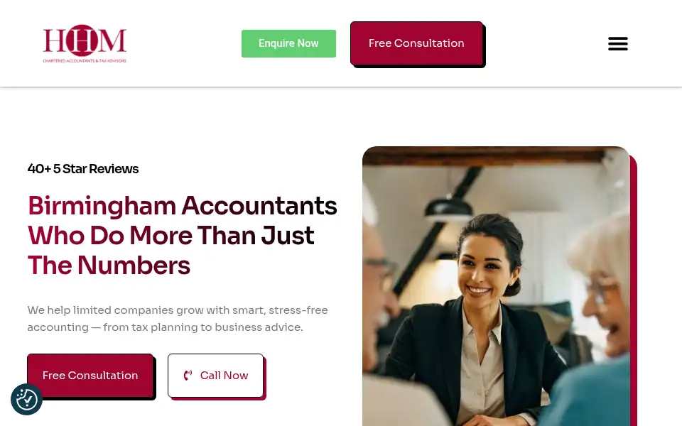 Screenshot of hhmaccountants.co.uk