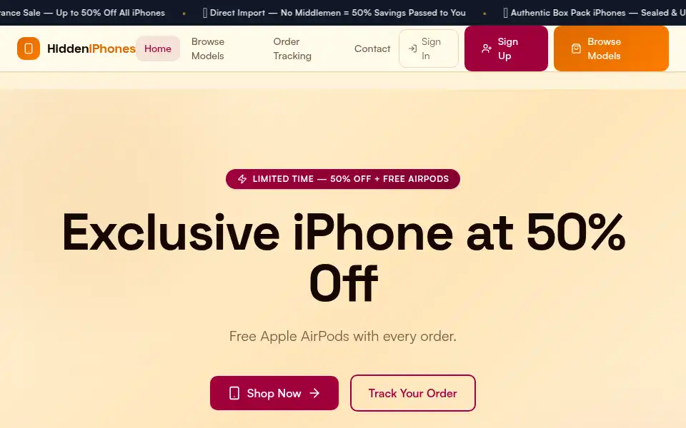 Screenshot of hiddeniphones.com