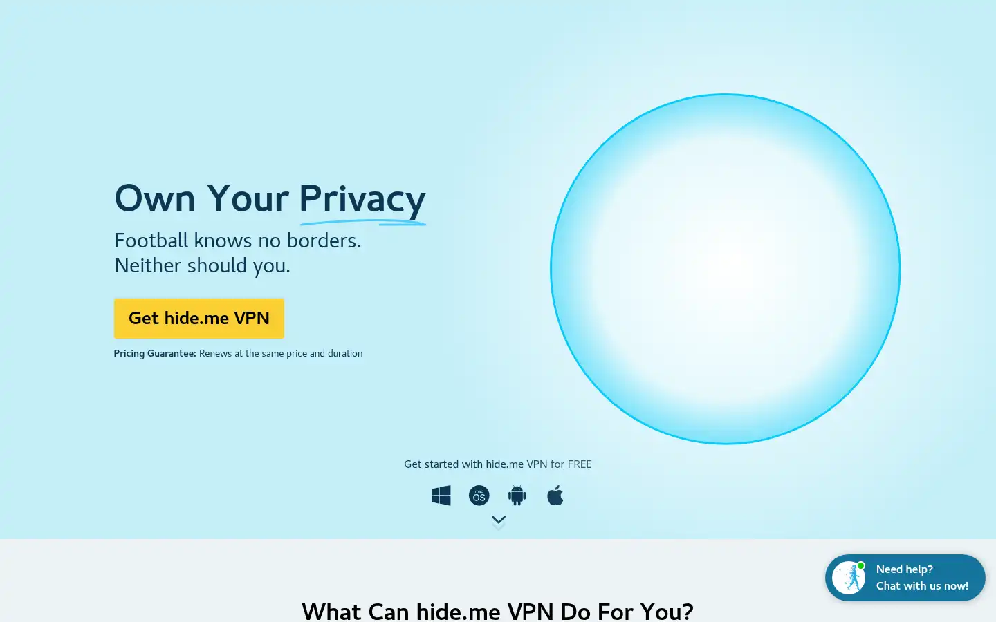 Screenshot of hide.me